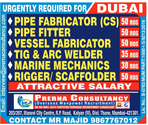 Urgently Required For - Dubai 